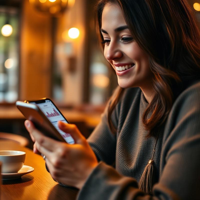 Frau nutzt Budgetplaner App