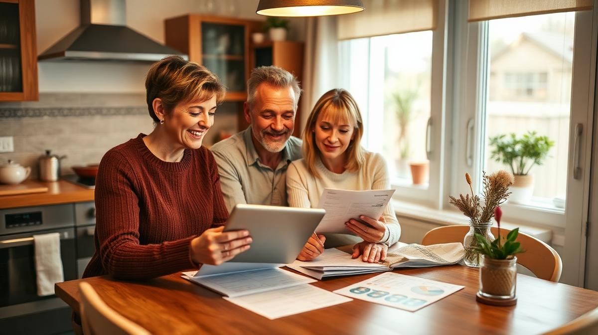 Familie plant gemeinsam das Haushaltsbudget